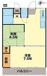 中川マンション 2DKの間取図画像