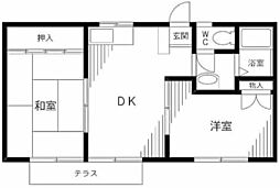 フラワーハイツ 2DKの間取図画像
