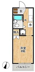 プリベメゾンMORI 2階ワンルームの間取り