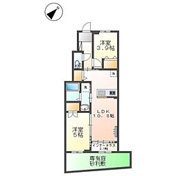 ポタジェ 1階2LDKの間取り