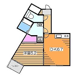 サンアーク北野田 1DKの間取図画像