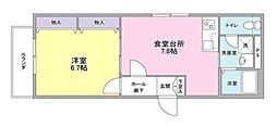 東川フラッツ 1DKの間取図画像