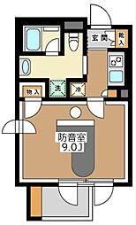 Sonorite池之端 1階1Kの間取り