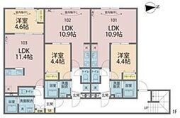 カインドネス八王子元横山町 1階1LDKの間取り