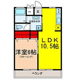 上鷺マンション 1LDKの間取図画像