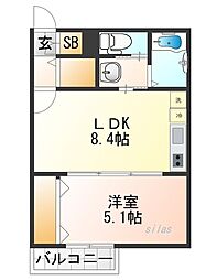 CASA立花 1LDKの間取図画像