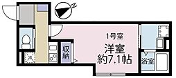 VINES海老名 1Kの間取図画像