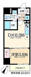 プライムブリス門前仲町 4階1DKの間取り