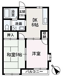 グロリアハイツB 3DKの間取図画像