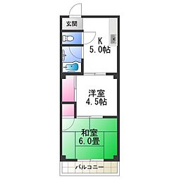 カーサビアンカ 2DKの間取図画像