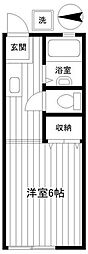 コーポ草風A棟 ワンルームの間取図画像