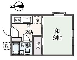 コーポ1 1Kの間取図画像
