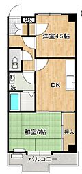 カーサ・松庵 2DKの間取図画像