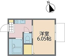 アクアハイム 1Kの間取図画像