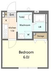 NEST市ヶ尾 1Kの間取図画像