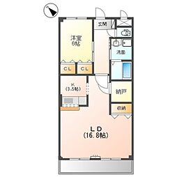 ベルフォーレ1番館 1LDKの間取図画像
