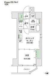 スタイリオ蒲田II 12階1DKの間取り