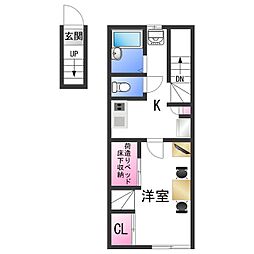 レオパレス松 1Kの間取図画像