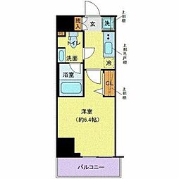 京急本線 大森海岸駅 徒歩4分の賃貸マンション 2階1Kの間取り