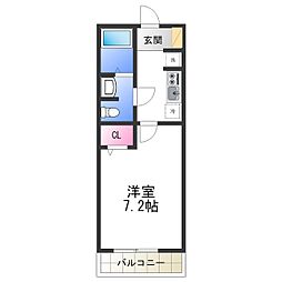 シエルダジュール 1Kの間取図画像