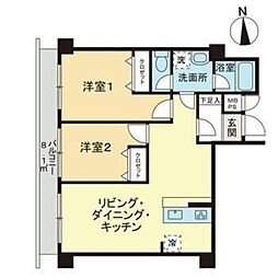 ライオンズマンション江田第3 2LDKの間取図画像