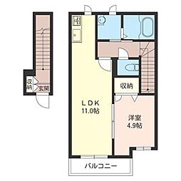 ミサオール 2階1LDKの間取り