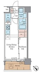 LUXENAPAWS南行徳 1LDKの間取図画像