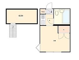 スカイピア葛西B棟 1階1Kの間取り