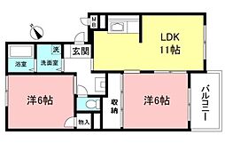 ロジュマンＦ・Ｋ 2階2LDKの間取り