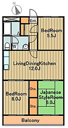 京王相模原線 京王堀之内駅 徒歩17分の賃貸マンション 2階3LDKの間取り