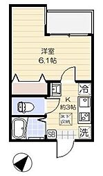 インスパーク本駒込 1階1Kの間取り