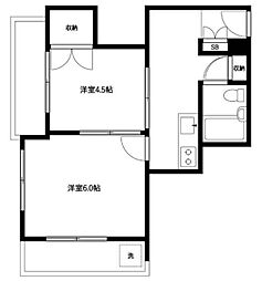 パレ・ドール亀有 2Kの間取図画像