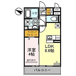 アビタシオン花房 1LDKの間取図画像