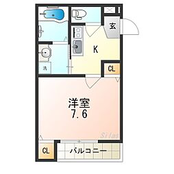 京阪本線 西三荘駅 徒歩7分の賃貸アパート 3階1Kの間取り