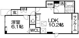 コート　ド　ブラン 1階1LDKの間取り