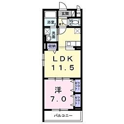 和泉市葛の葉町3丁目アパート 1LDKの間取図画像