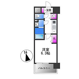 JR関西本線 平野駅 徒歩7分の賃貸マンション 5階1Kの間取り
