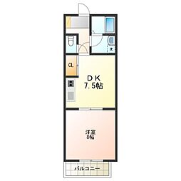 コモド二色 1DKの間取図画像