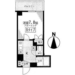 オンデーヌ湘南 1Kの間取図画像