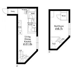 バークレーン早稲田 4階1LDKの間取り