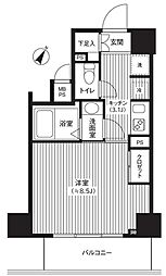 カスタリア初台 12階1Kの間取り