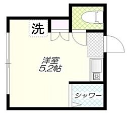ローズハウス 1階ワンルームの間取り