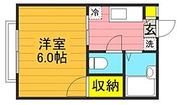 パークサイド音羽 1階1Kの間取り