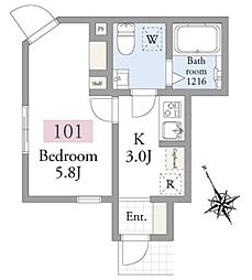 アーベインテラス高円寺 1Kの間取図画像