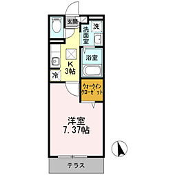 ウィルサクシード 1Kの間取図画像