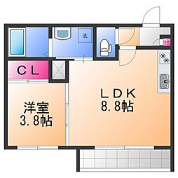 Tio 泉佐野 1LDKの間取図画像