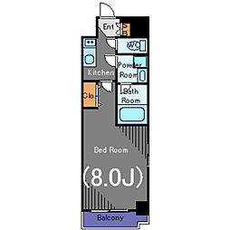 コンシェリア三田TOKYOPREMIUM 1Kの間取図画像