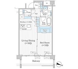 バウスステージ広尾 1LDKの間取図画像