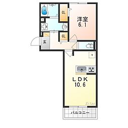 ジラソーレ 3階1LDKの間取り