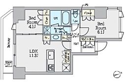 クレストコート上野 3階2LDKの間取り